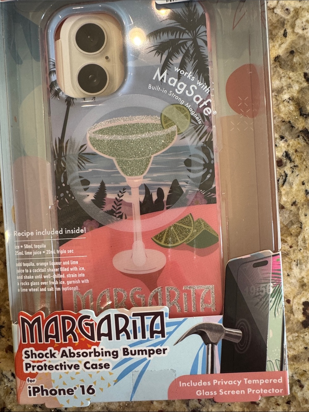 Margarita Shock Absorbing Bumper iPhone 16 Case - Pink & Green NWT
